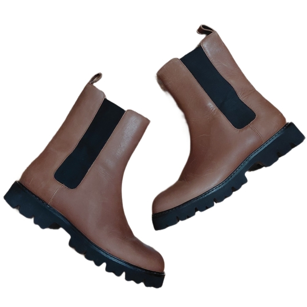 J. Crew Brown Combat Ankle Boots Women's Size 7.5 Booties